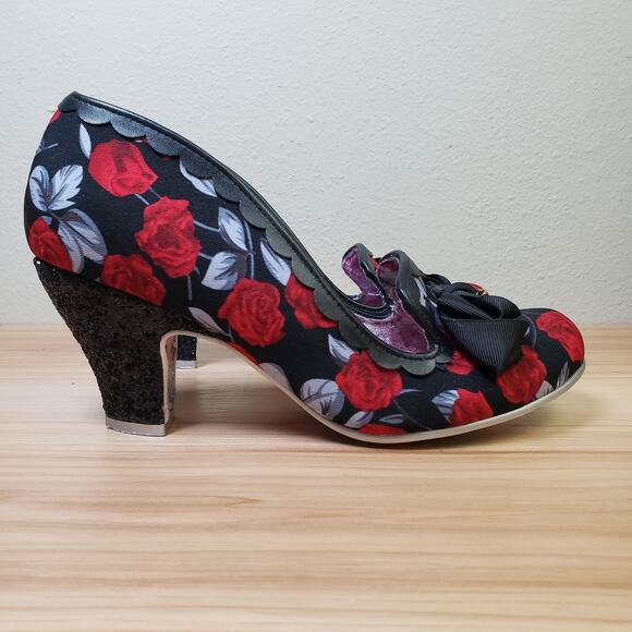Irregular Choice Black and Red Floral Heels - Picture 5 of 12